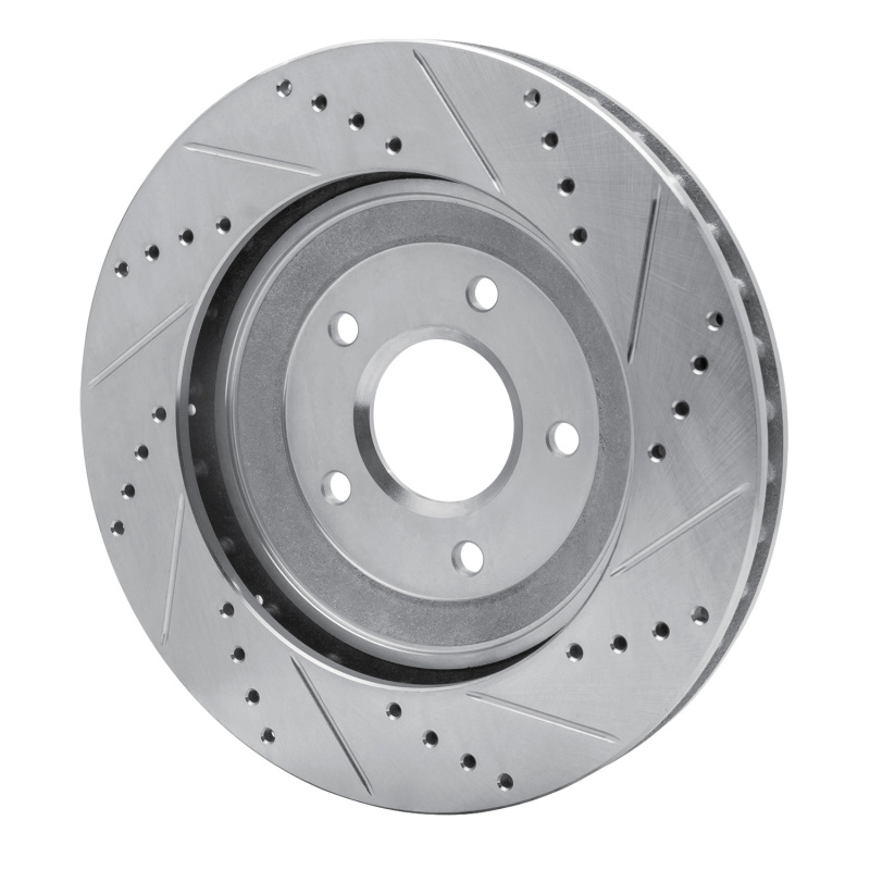 Cadillac XLR Brake Rotor (1) - Right Front - R1 Concepts - Drilled & Slotted - Silver - `97-`09